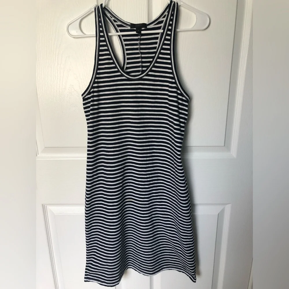 J Crew Navy & White Nautical Striped Racerback Tank Dress Size Small